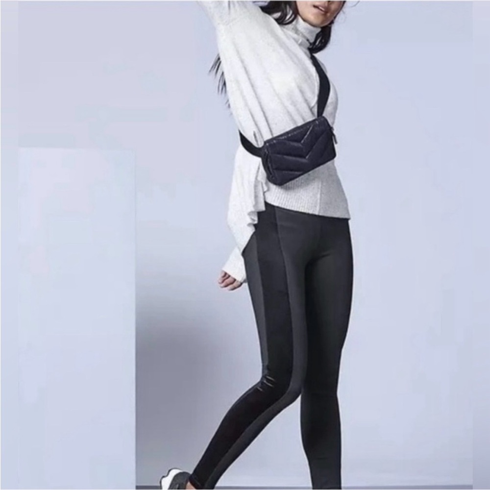 Athleta Metro Black Velvet Tux Legging, Size S